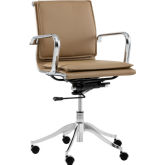 Morgan Full Back Office Chair in Tan Leatherette on Stainless